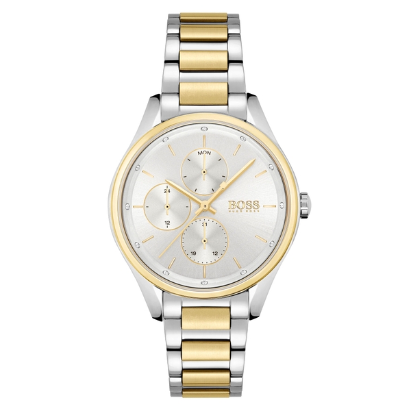 Hugo Boss Two-Tone Steel Silver White Dial Women's Multi-Function Watch 1502585