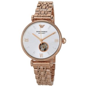 Emporio Armani Automatic Crystal Silver Dial Ladies Watch AR60023