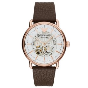 Emporio Armani Aviator Automatic Men's White Skeleton  Dial Watch AR60027