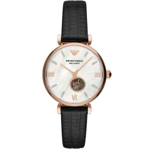 Emporio Armani AR60047 Automatic Black Leather Watch