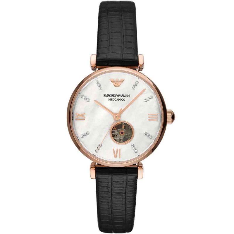 Emporio Armani AR60047 Automatic Black Leather Watch