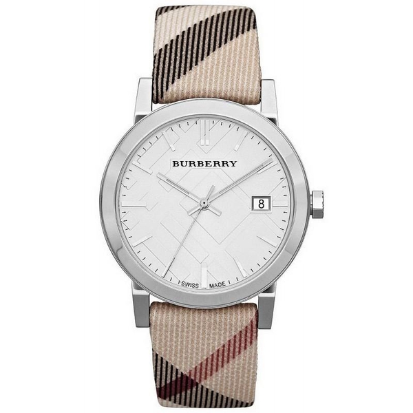 Burberry The City Nova BU9022 Unisex Watch - 38mm, White/Beige Check