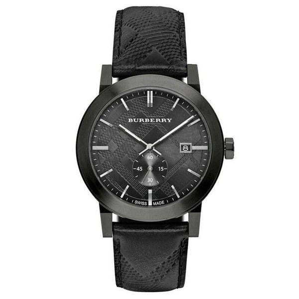 Burberry City BU9906 Men's Watch - Black Leather Strap & Silver Dial