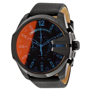 Diesel Mega Chief Oversized Chronograph Black Leather Watch DZ4323