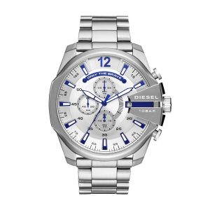 Diesel Mega Chief Chronograph Silver-Tone Stainless Steel Men's Watch DZ4477