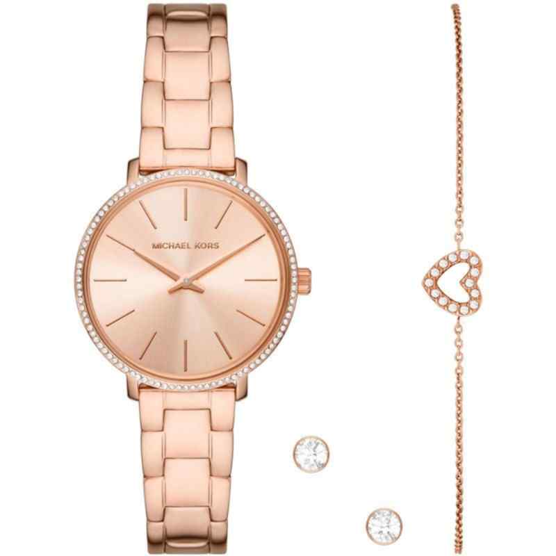 Michael Kors Pyper Rose Gold Tone Men's Watch & Jewelry Gift Set MK1040