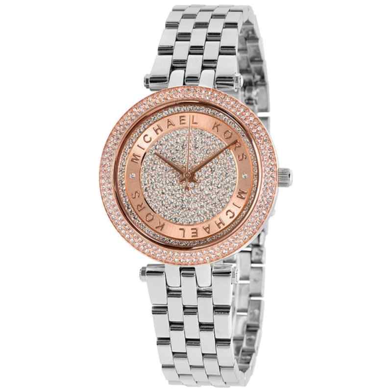 Michael Kors Mini Darci Rose Gold Tone & Crystal Pave Watch MK3446