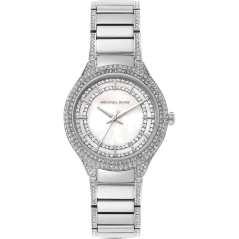 Michael Kors Sylvia MK4657 Women's Silver Tone Watch with Mother of Pearl Dial
