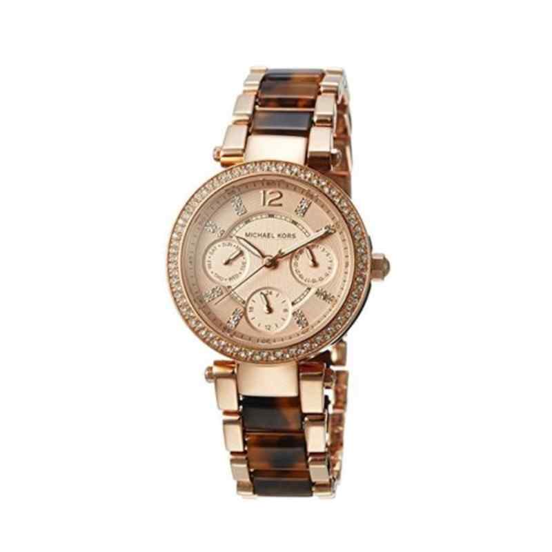 Michael Kors Parker MultiFunction Rose Gold Tone & Tortoise Shell Women's Watch MK5841