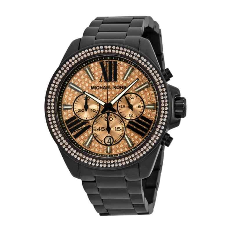 Michael Kors Everest Chronograph Rose Gold Tone & Black Stainless Steel Women's Watch MK5879