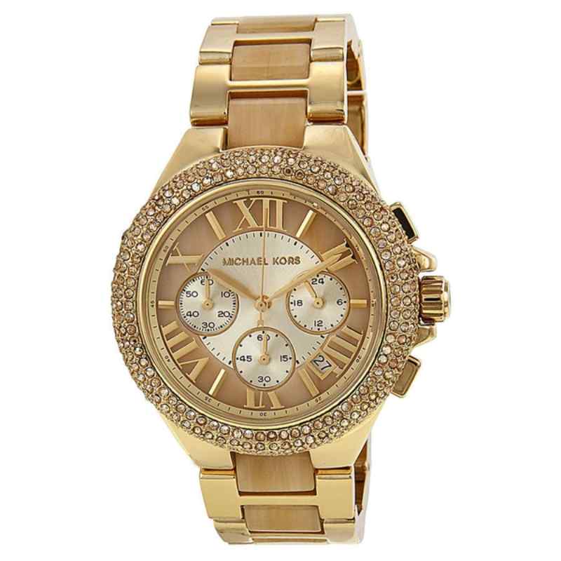 Michael Kors Camille Chronograph Champagne Dial Gold Tone & Acetate Watch MK5902