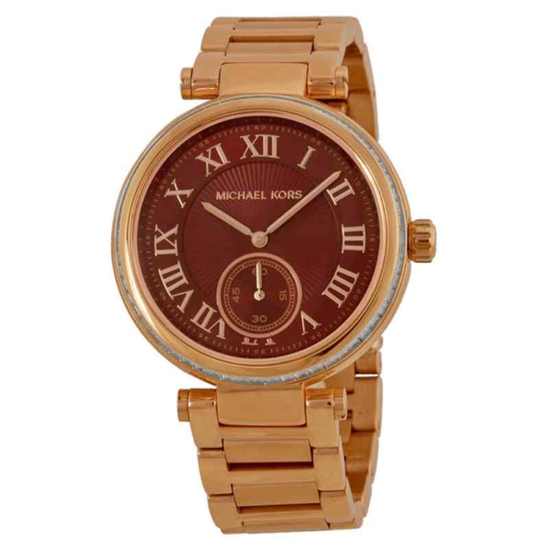 Michael Kors Skylar Rose Gold Tone Watch with Red Dial MK6086