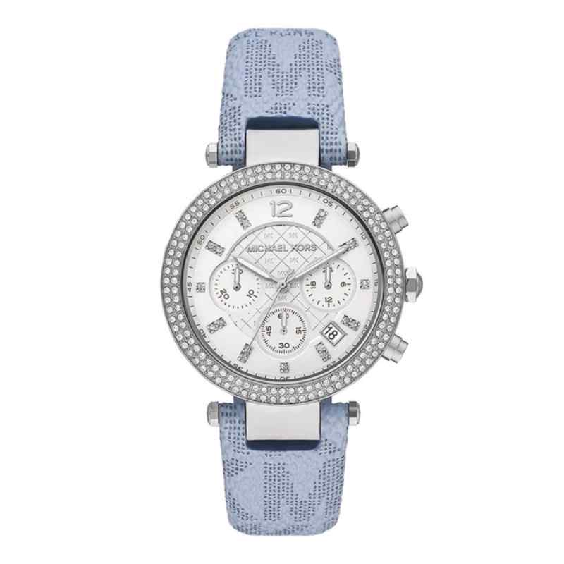 Michael Kors Parker Chronograph 39mm White/Blue Silicone Watch MK6936