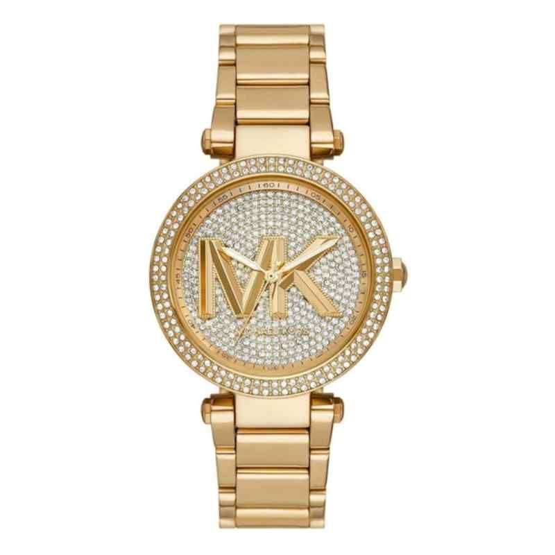 Michael Kors Parker Gold Tone Watch with Pave Crystals 39mm MK7283