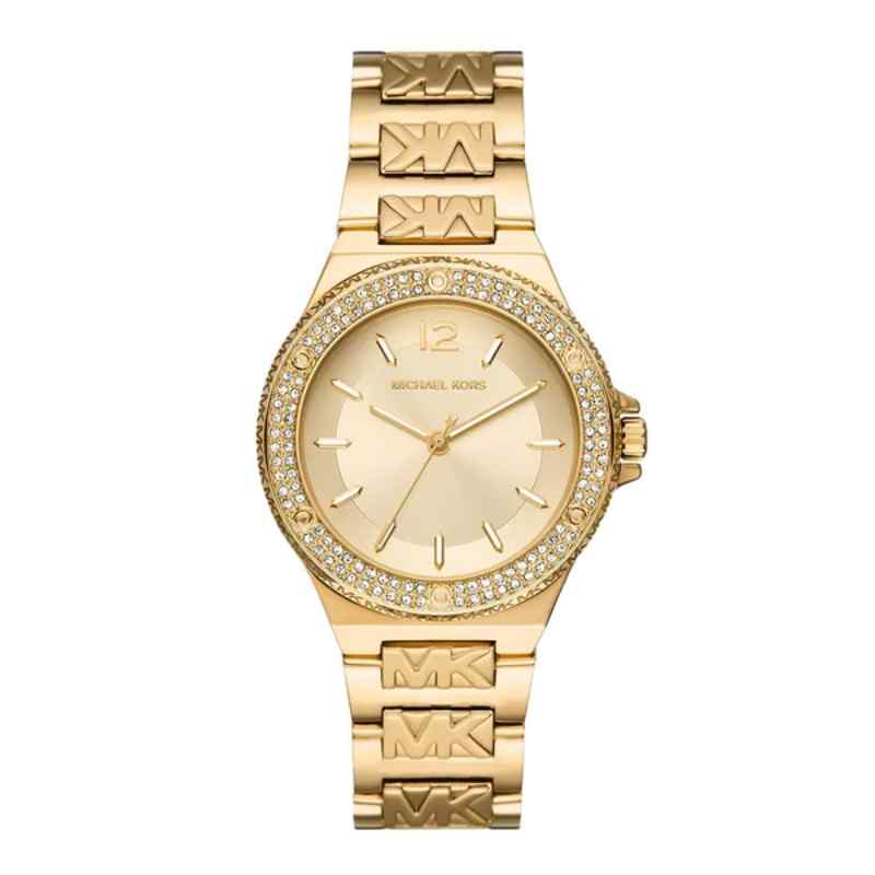 Michael Kors Lennox Gold Tone Watch with Pave Crystals MK7339