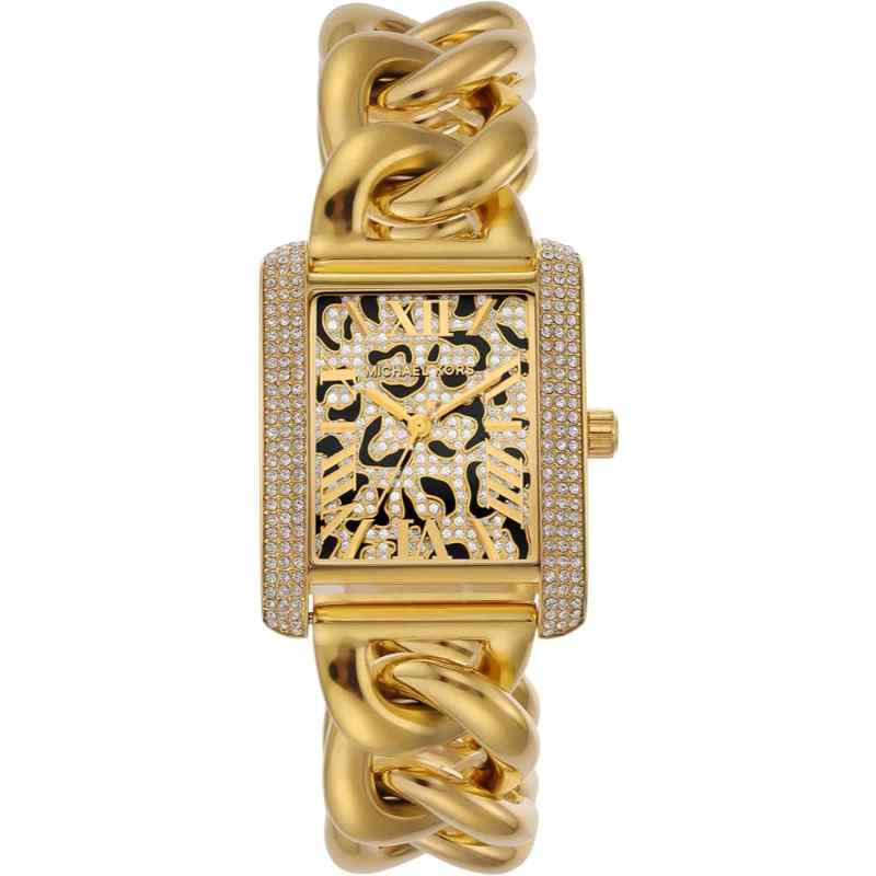 Michael Kors MK7437 Mini Emery Animal Pavé Gold Tone Curb Link Watch