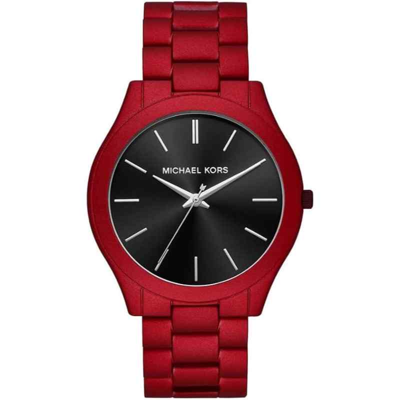 Michael Kors MK8712 Men's Slim Runway Three Hand Red Coated Stainless Steel Watch