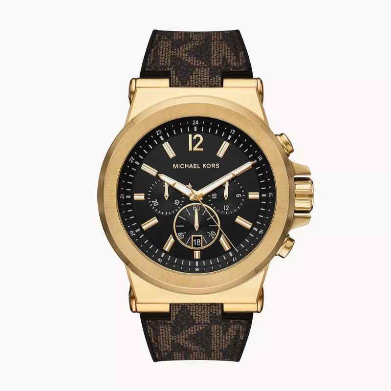 Michael Kors Dylan MK8904 Black Dial Brown Leather Strap Chronograph Men's 48mm Watch