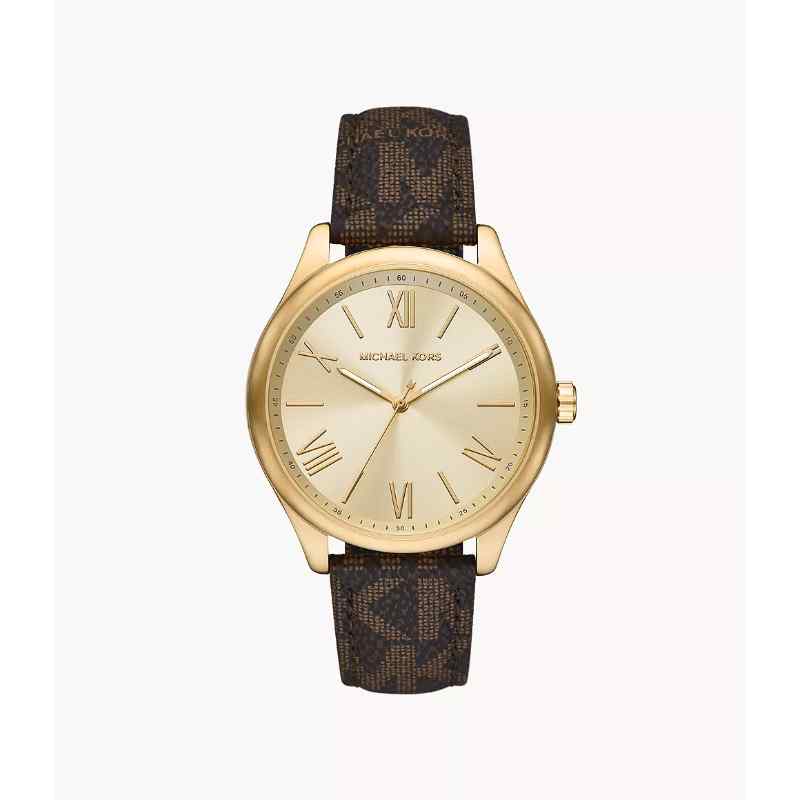 Michael Kors MK8931 Benning Three Hand Brown PVC Watch
