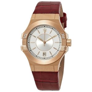 Maserati Potenza Diamond-Accent Chronograph Silver Dial Rose Gold-Tone Ladies' Watch R8851108501