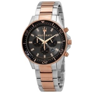 Maserati Sfida Chronograph Men's Watch - Black Dial, Two-Tone Bracelet (R8873640002)
