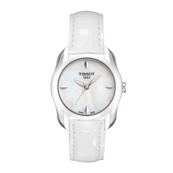 Tissot T-Wave Women's Watch, Mother of Pearl Dial, White Leather Strap (T023.210.16.111.00)