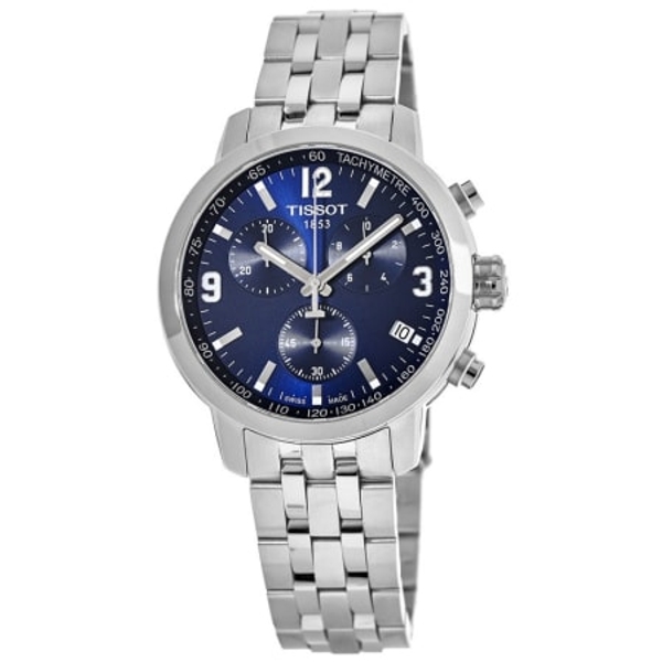 Tissot PRC 200 Chronograph Men's Watch - Blue Dial - Stainless Steel Bracelet (T055.417.11.047.00)
