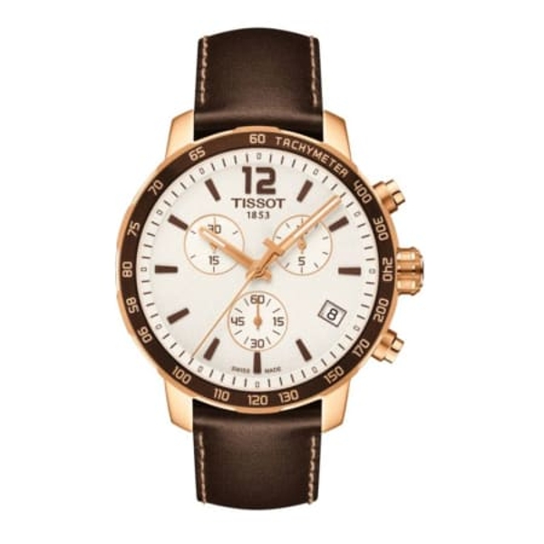 Tissot Quickster Unisex Watch - 42mm Silver Dial, Brown Leather Strap (T095.417.36.037.02)