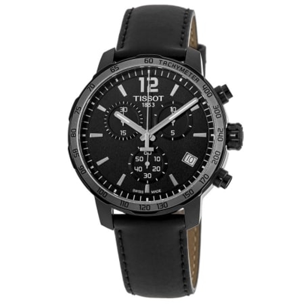 Tissot Quickster Men's Chronograph Watch - Black Leather Strap (42mm)
