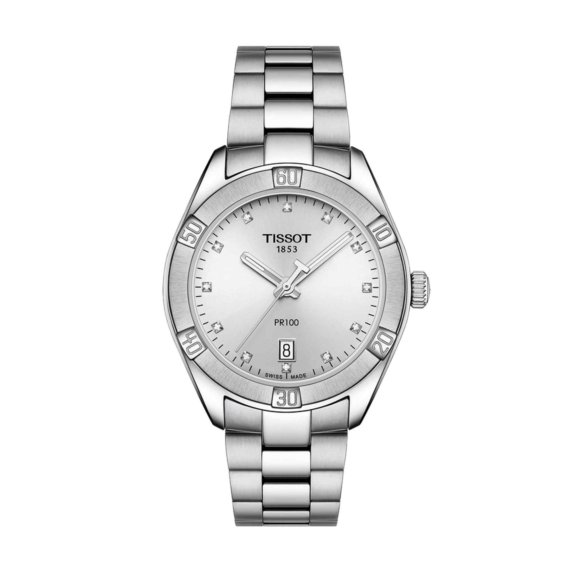 Tissot PR 100 Sport Chic Diamond Silver Dial Stainless Steel Bracelet T101.910.11.036.00