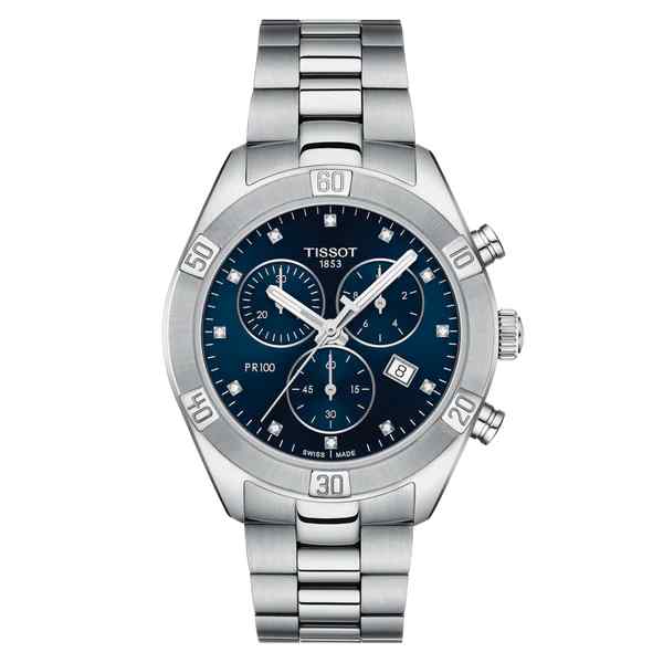 Tissot PR 100 Sport Chic Chronograph Blue Dial Stainless Steel Bracelet T101.917.11.046.00