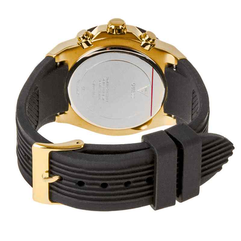 Guess Men's Multifunction Watch - 39mm Gold Tone Case & Black Silicone Strap GW0030L2 - Image 3
