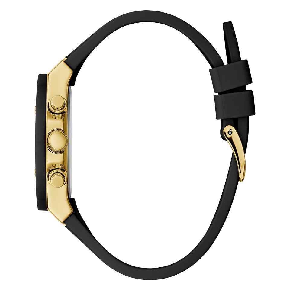 Guess Men's Multifunction Watch - 39mm Gold Tone Case & Black Silicone Strap GW0030L2 - Image 2