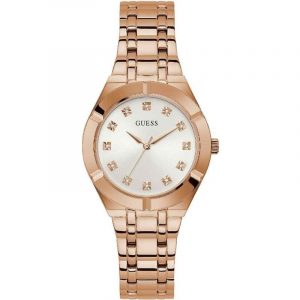 Guess Crystalline Ladies Dress Watch - 36mm Rose Gold PVD Bracelet GW0114L3