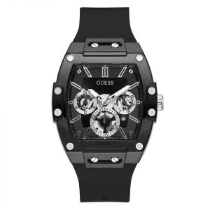 Guess Phoenix Men's Multifunction Watch - 43mm Black Dial & Black Silicone Strap GW0203G3