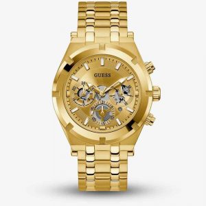 Guess Continental Men's Watch - 44mm Gold PVD Bracelet & Gold Dial GW0260G4