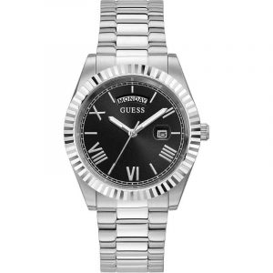 Guess Connoisseur Day/Date Men's Watch - 42mm Stainless Steel & Black Dial GW0265G1