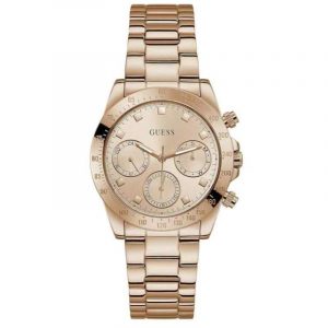 Guess Eclipse Ladies Chronograph Watch - 38mm Rose Gold PVD & Silver Dial GW0314L3