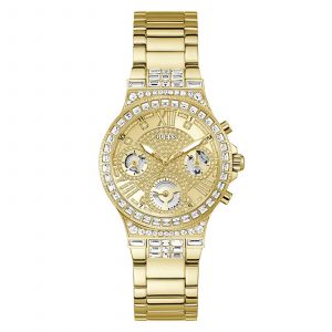 Guess Moonlight Ladies Multifunction Watch - 36mm Gold PVD & Crystal Bezel GW0320L2