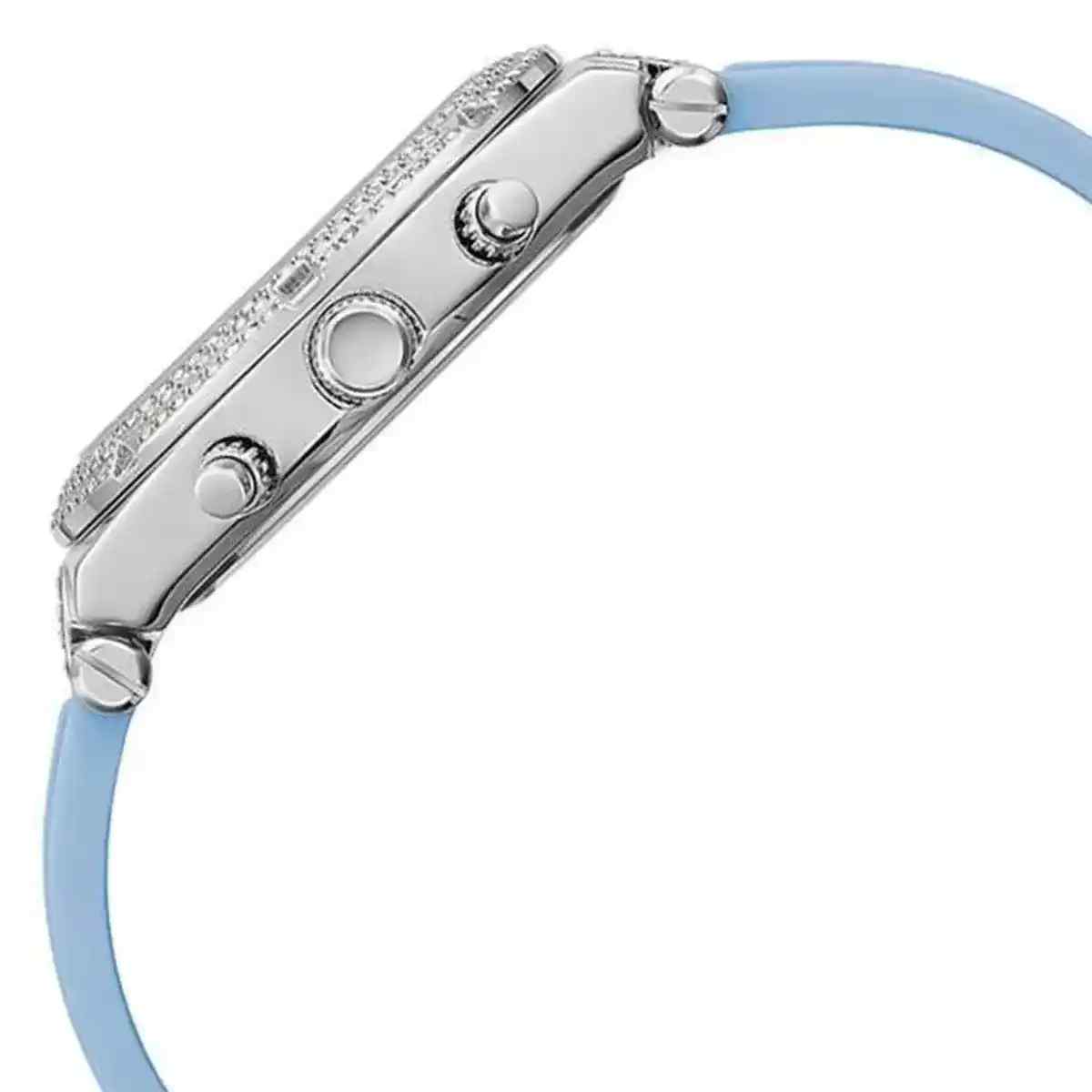 Guess Heiress Ladies Watch - 38mm Stainless Steel & Blue Silicone Strap GW0407L1 - Image 3