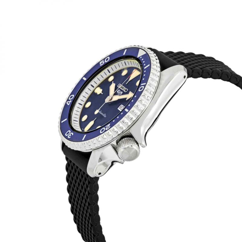 Seiko 5 SRPD71K2 Sports Automatic Blue Dial Black Silicone Strap Bracelet Men’s Watch - Image 2