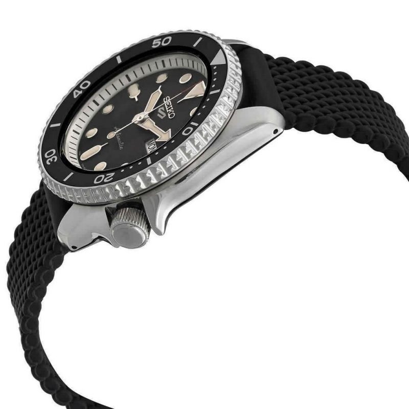 Seiko 5 Sports SRPD73K2 Black Dial Black Rubber Strap Automatic Men's Watch - Image 2