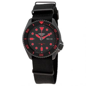 Seiko 5 Sports Street SRPD83K1 Total Black NATO Nylon Strap Men's Automatic Watch