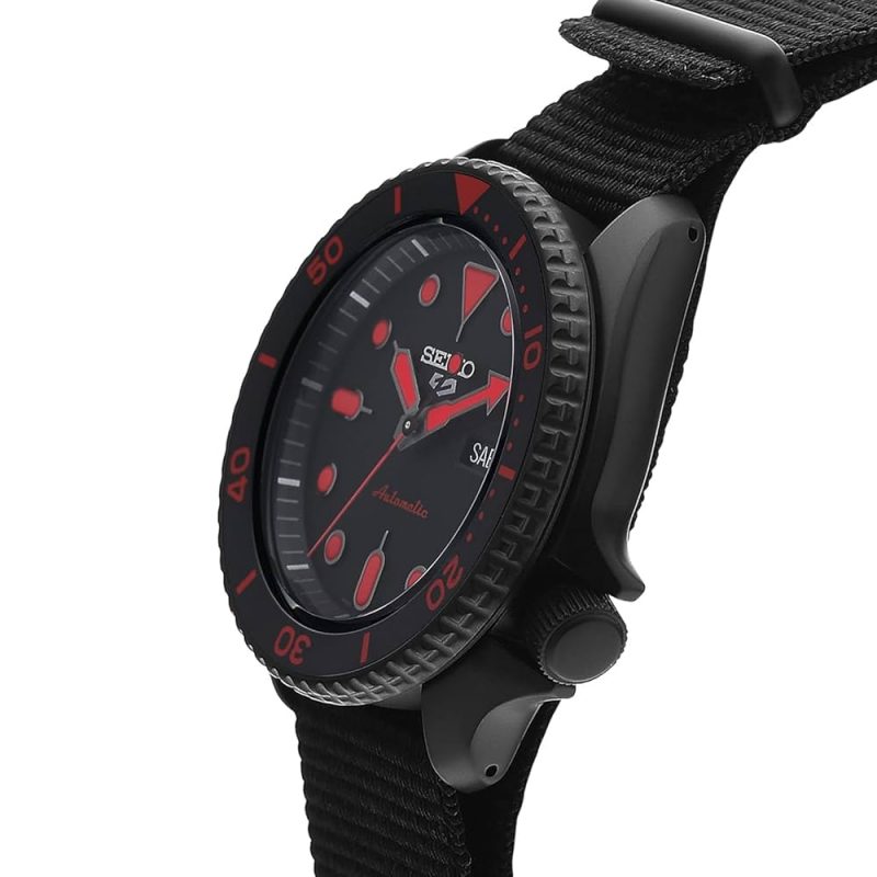 Seiko 5 Sports Street SRPD83K1 Total Black NATO Nylon Strap Men's Automatic Watch - Image 2