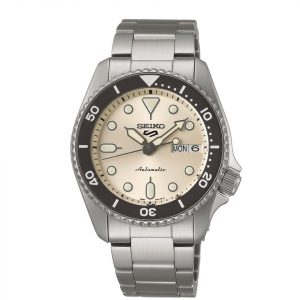 Seiko 5 Sports SKX “Midi” Reissue Cream Dial Steel Bracelet Watch SRPK31K1