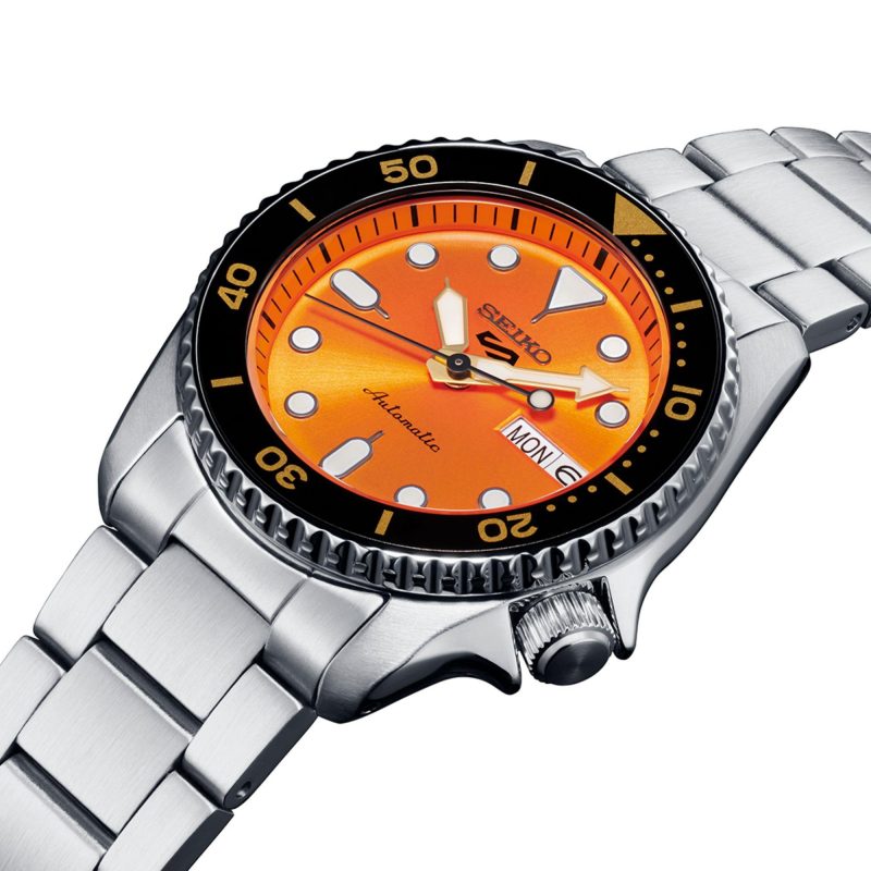 Seiko 5 Sports SKX “Midi” Reissue Orange Dial Steel Bracelet Watch SRPK35K1 - Image 2