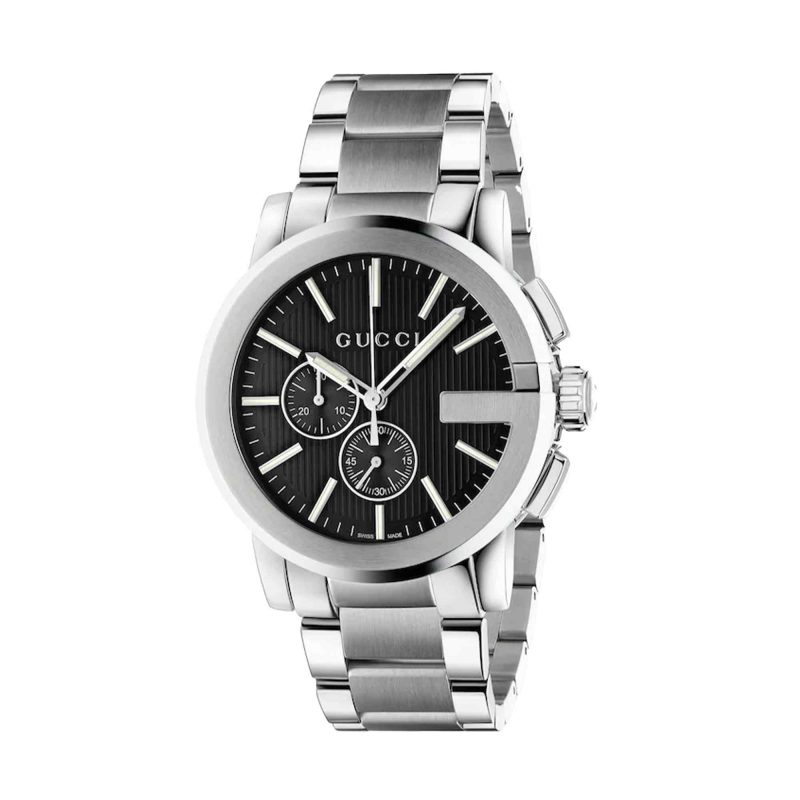 Gucci G-Chrono Black Dial Men's Stainless Steel Bracelet Watch YA101204