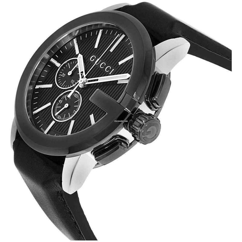 Gucci G-Chrono Men's Black PVD & Leather Strap Chronograph Watch YA101205 - Image 2