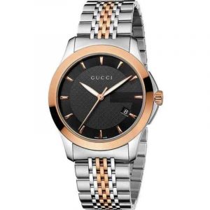 Gucci G-Timeless YA126410 38mm Two-Tone Rose Gold PVD Black Dial Men's Watch