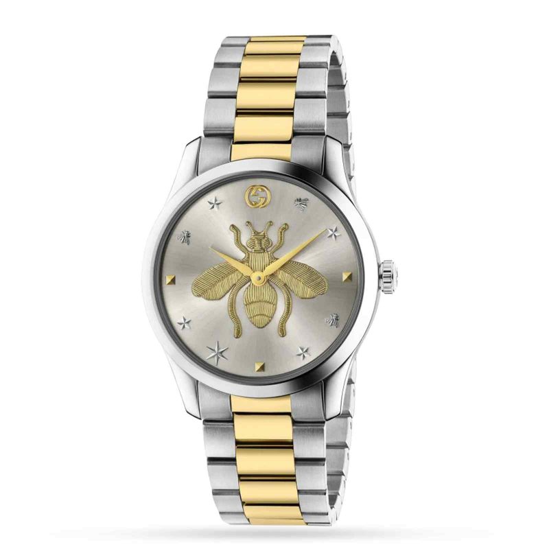 Gucci G-Timeless YA1264131 38mm Two-Tone Yellow Gold PVD Bee Dial Unisex Watch
